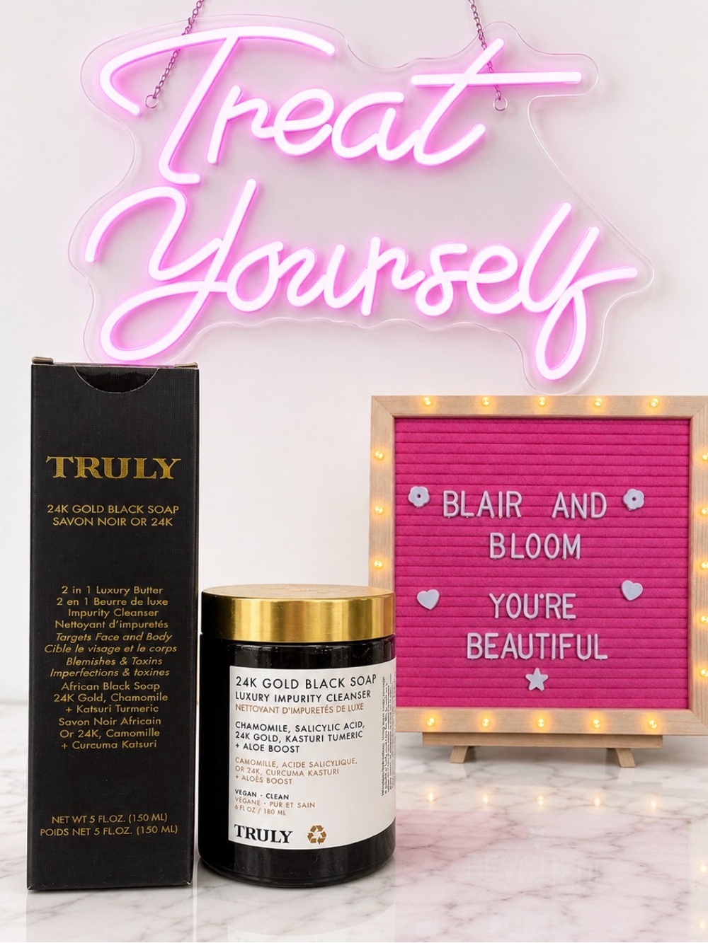 Truly Beauty 24K Gold Black Soap & 24K Gold Black Luxury Cleanser Bundle
